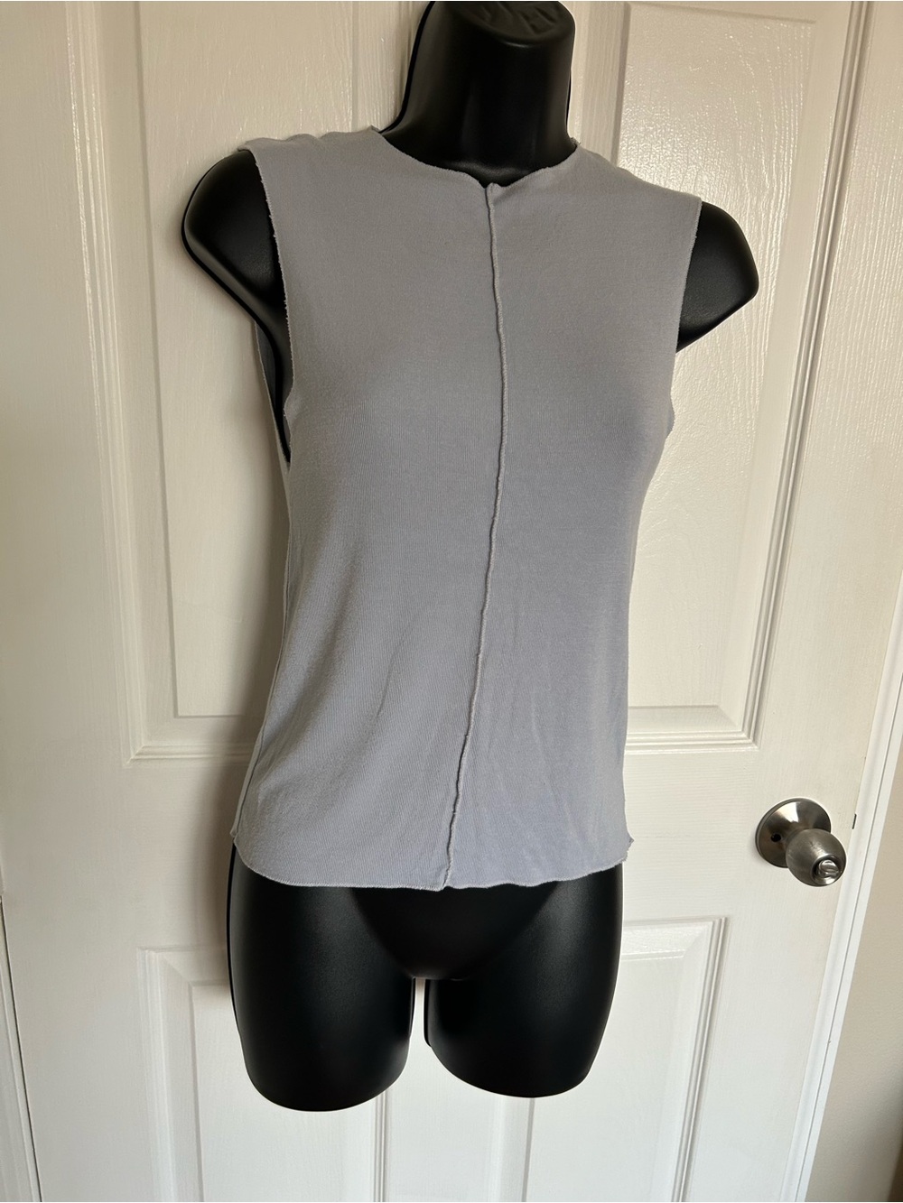 Zara Light Gray Sleeveless Ribbed Seam Tank